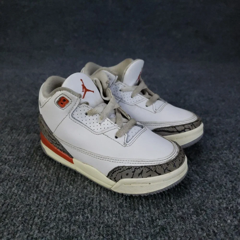 Nike Air Jordan 3 Retro Shoes Georgia Peach‎ Toddler Size 9C White Sneakers